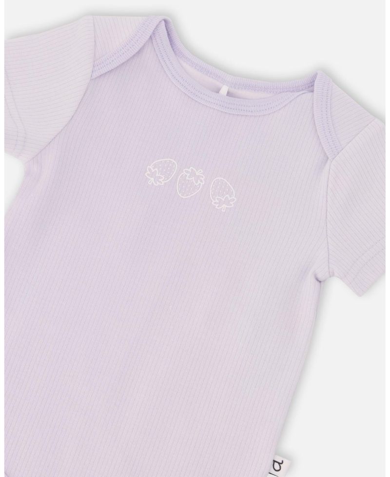 Baby Girls Evolutive Cotton Rib Jersey Onesie Lilac
