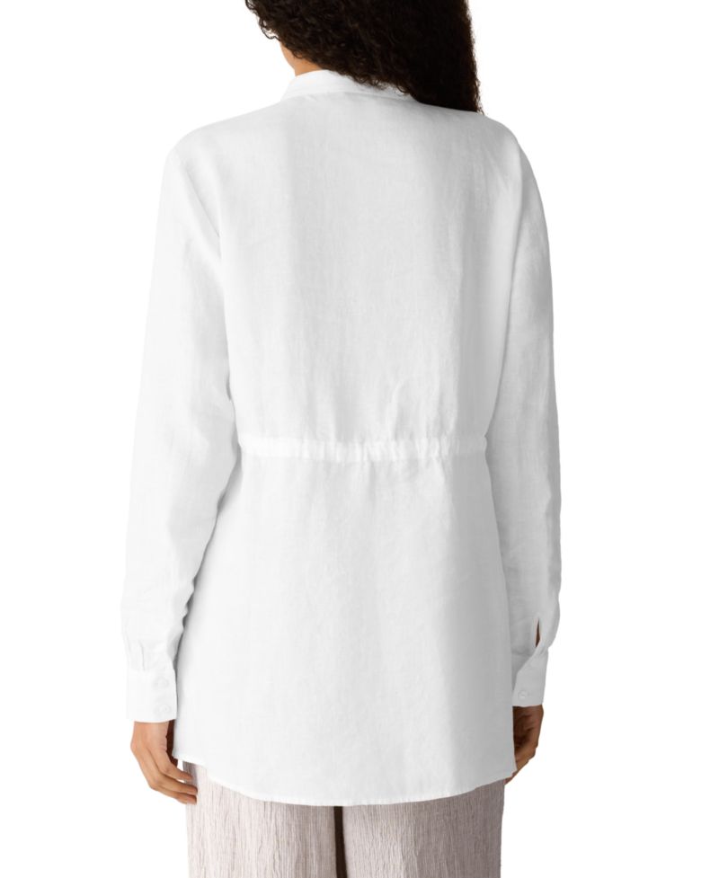 Women's & Plus Size Band Collar Long Shirt