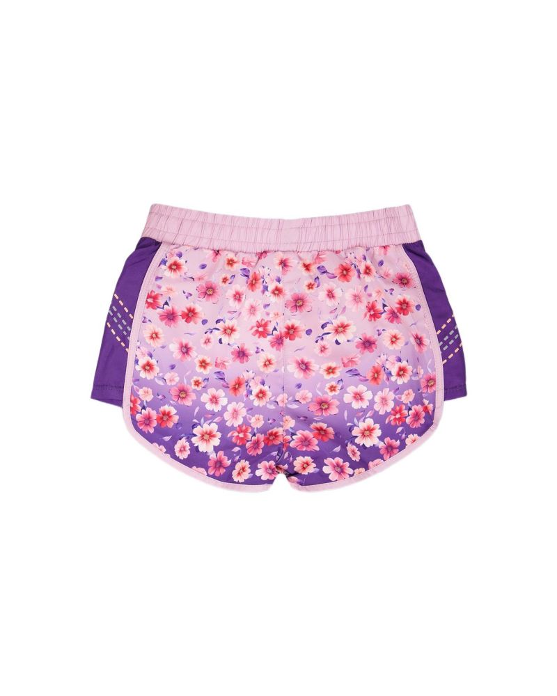 Girl Athletic Shorts in Polyester Mauve Floral Gradient