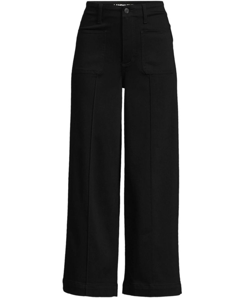 Petite Denim High Rise Patch Pocket Extra Wide Leg Crop Jeans