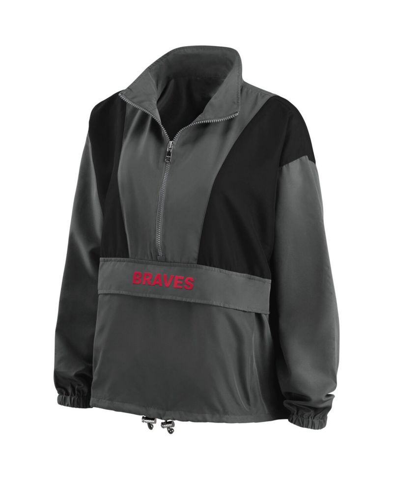 Women's Charcoal Atlanta Braves Packable Half-Zip Jacket