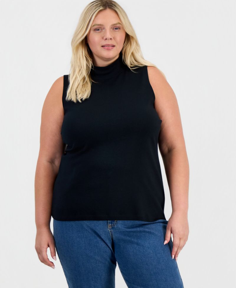 Petite Mock Neck Cotton Tank