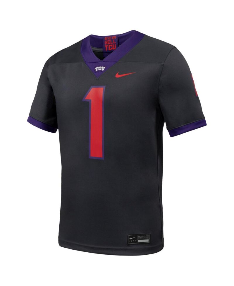 Men's 1 Anthracite TCU Horned Frogs Alternate Game Football Jersey