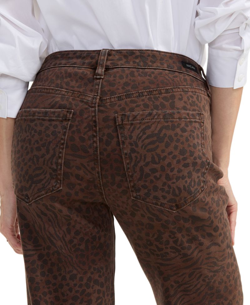 Women's Kennedy Animal Print Straight-Leg Jeans, 30" Inseam