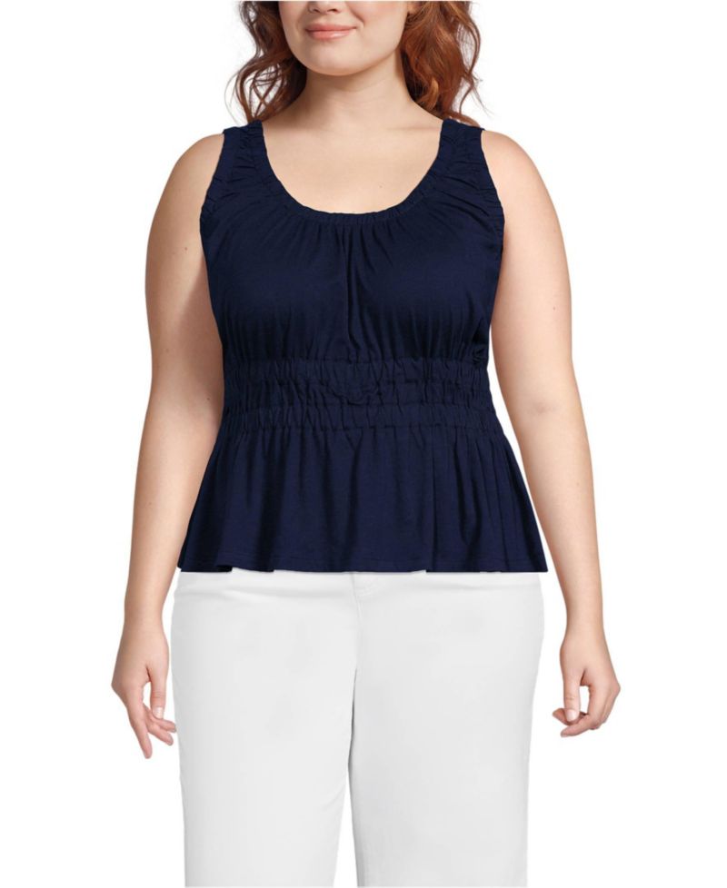 Plus Size Slub Rouched Tank Top