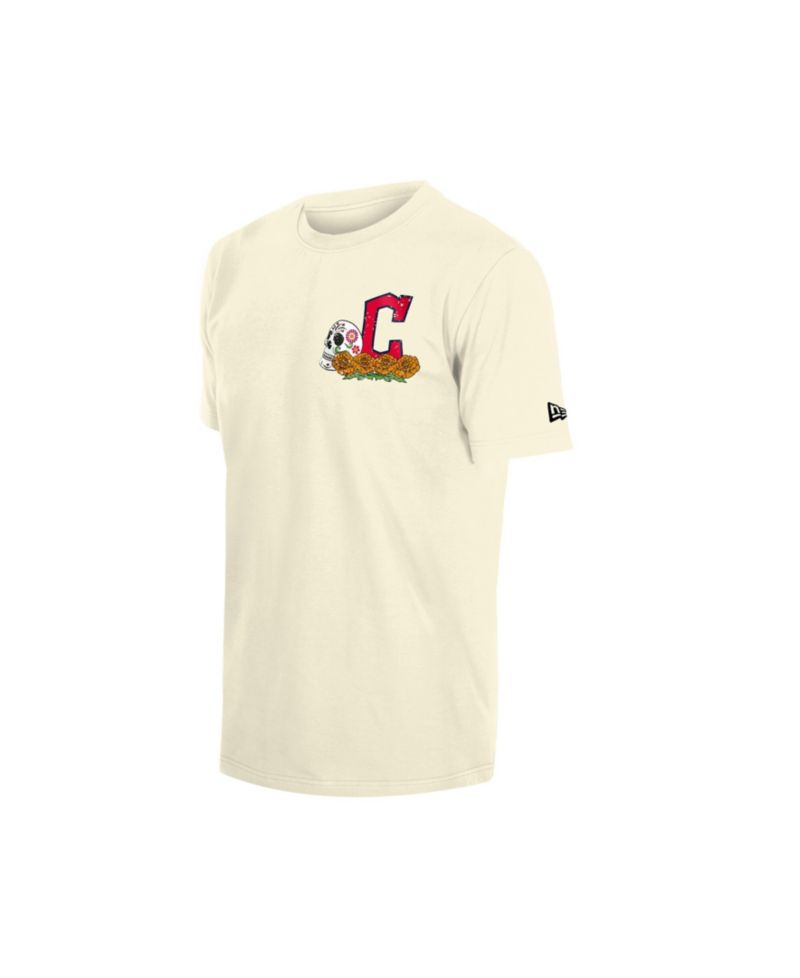Men's Natural Cleveland Guardians Dia de los Muertos Sugar Skull T-Shirt