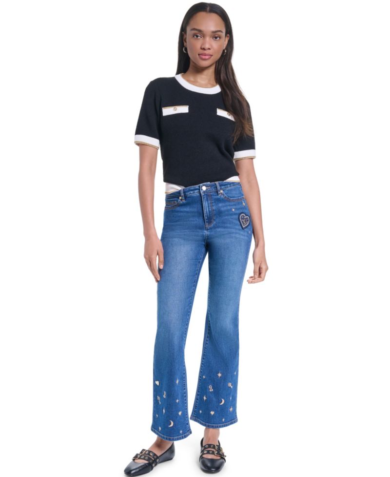 Petite Mid-Rise Charm Detail Pants