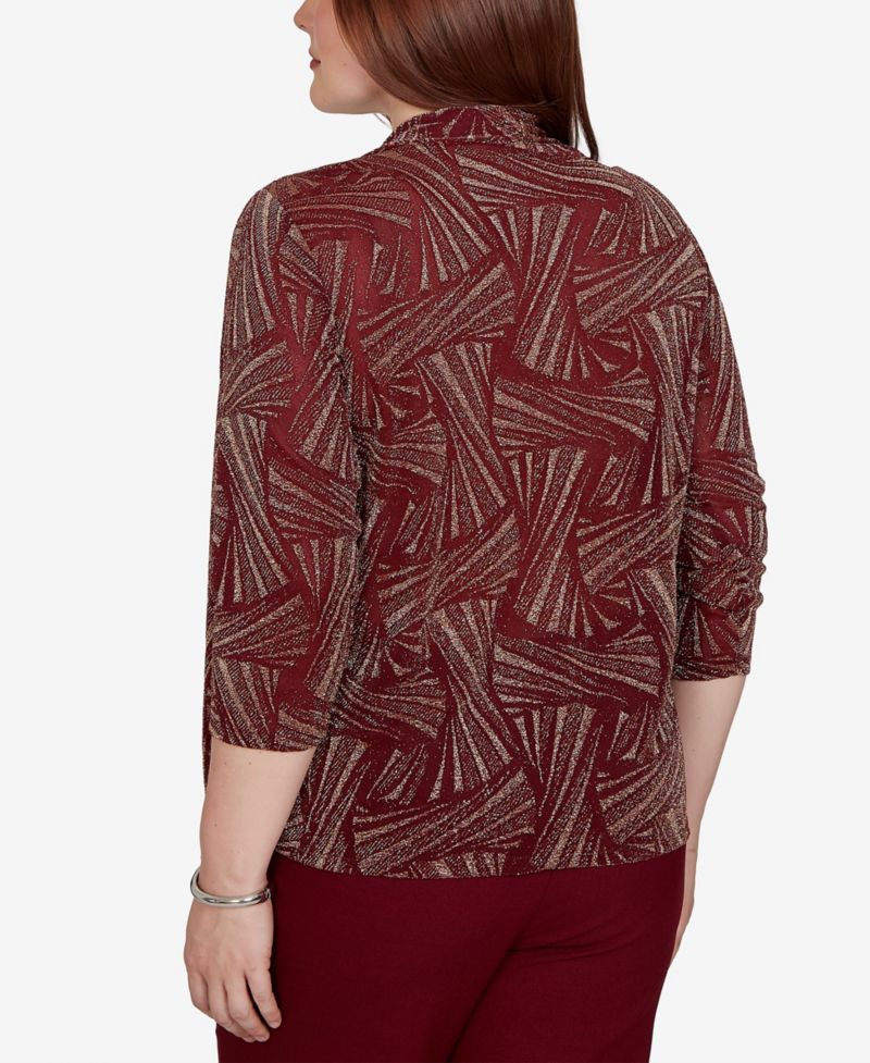 Women's Union Square Shimmer Abstract Two In One Top With Necklace