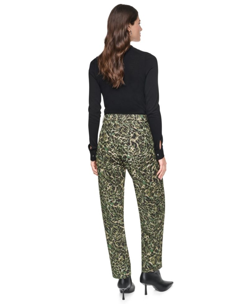 Women's Printed Sanded Twill Barrel-Leg Pants