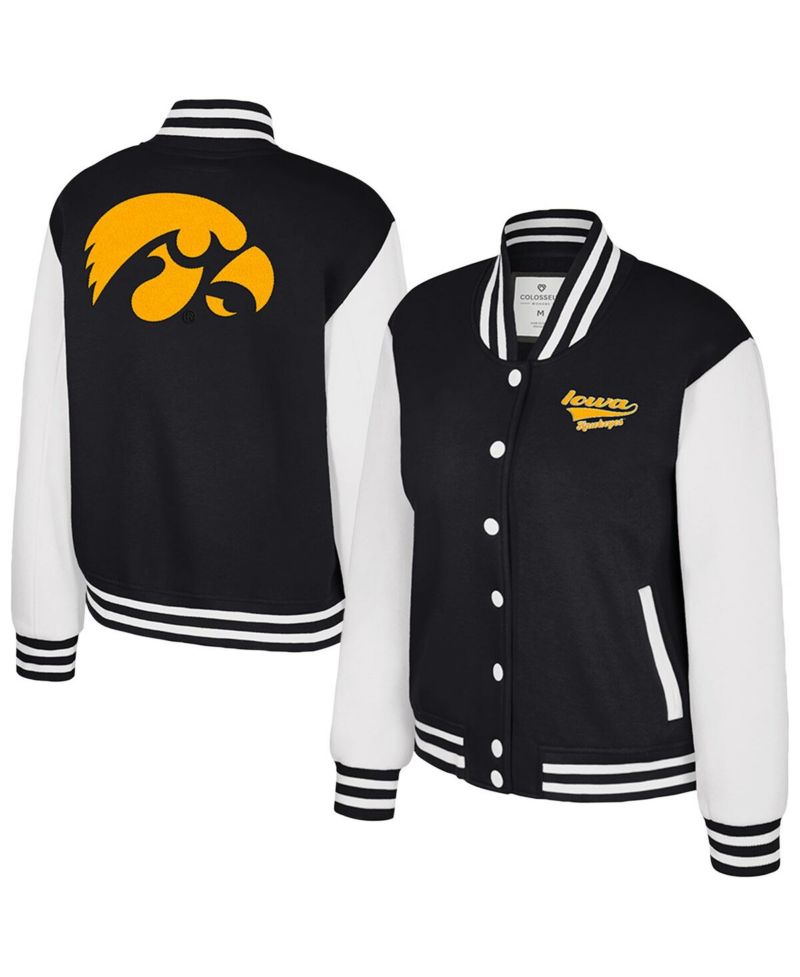 Women's Black Iowa Hawkeyes French Baguette Full snap Fleece Jacket