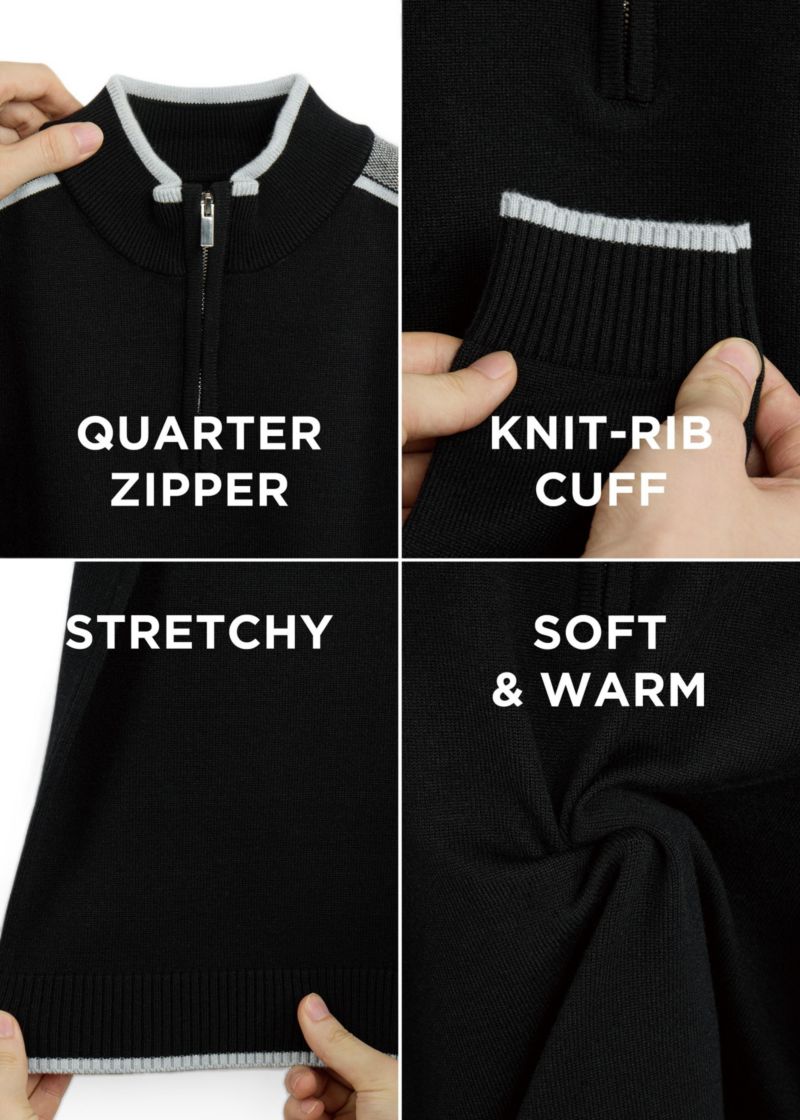 Boy's Shoulder Detail Quarter-Zip Sweater