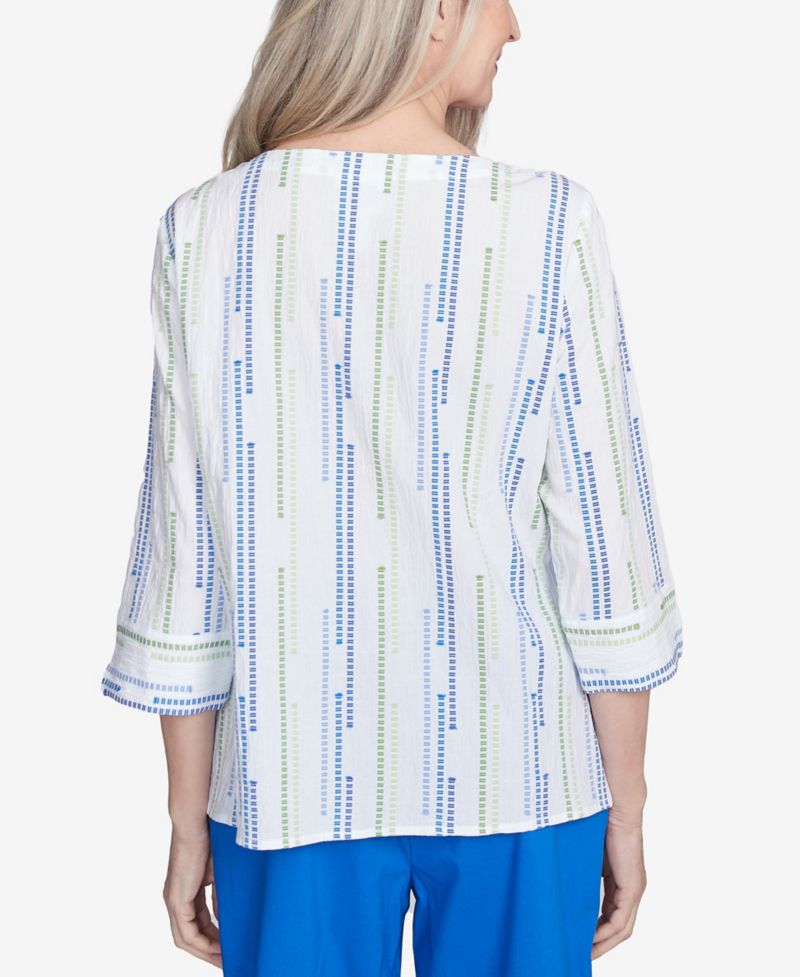 Petite Parrot Cay Spliced Textured Jacquard Top