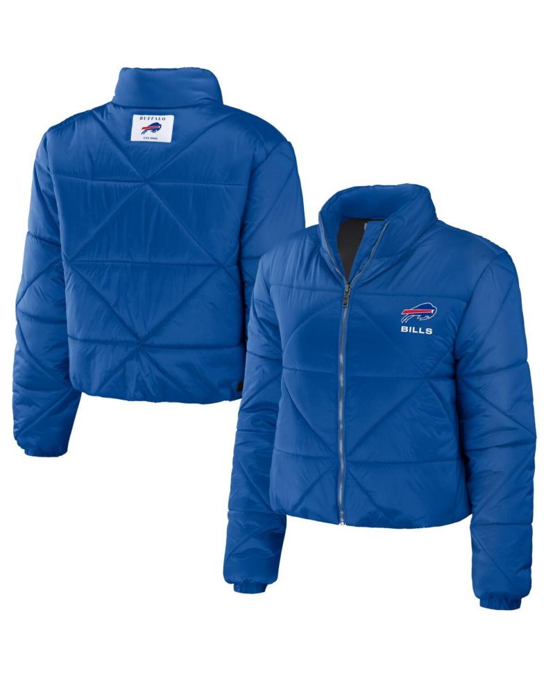 Women's Royal Buffalo Bills Cropped Puffer Full-Zip Jacket