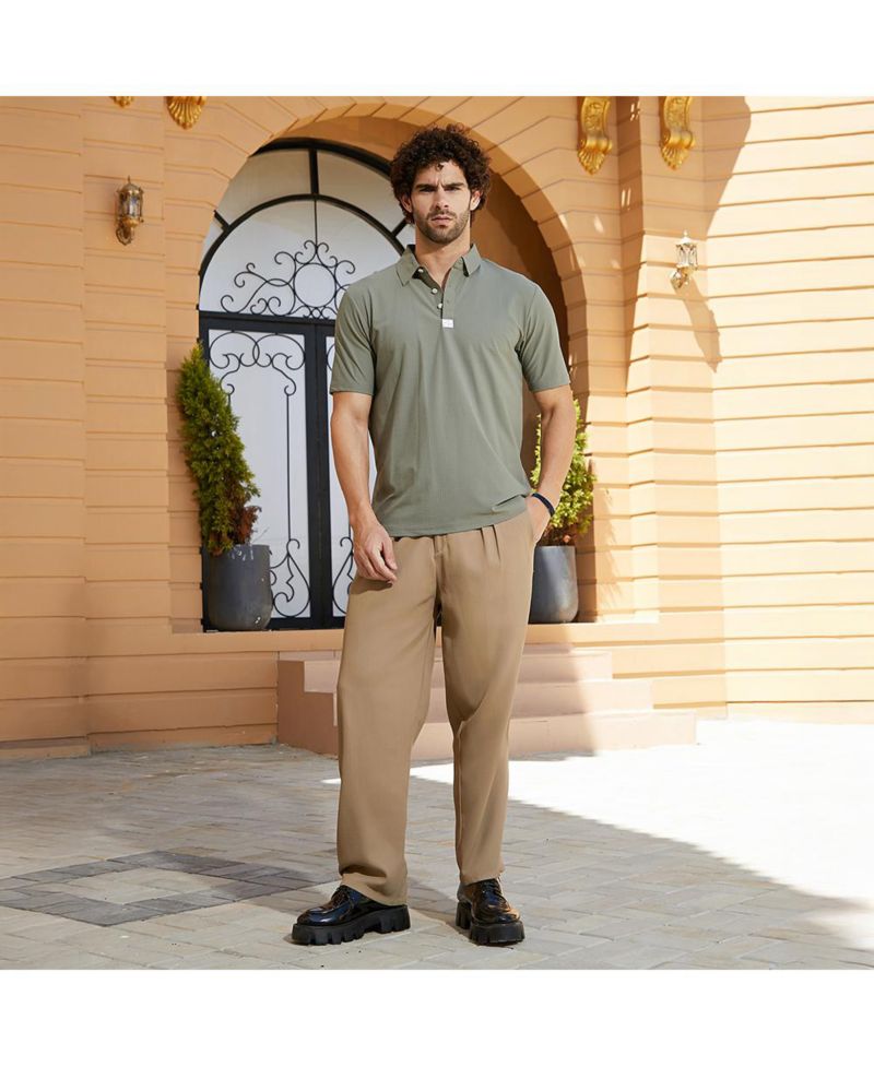 Men's Olive Green Seamless Cuboid Polo T-Shirt