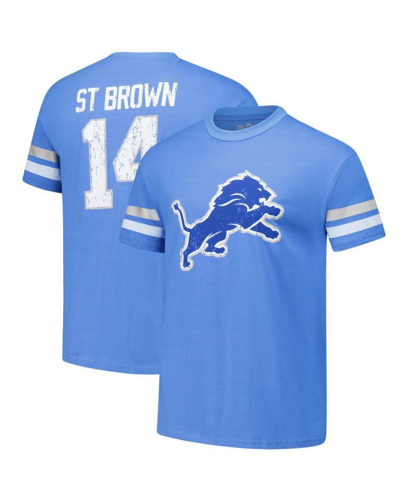 Men's Amon-Ra St. Brown Blue Detroit Lions Oversized Player Name & Number T-Shirt