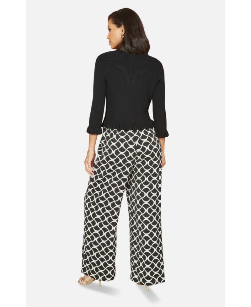 Women's Tie Front Frilled Hem Ribbed Cardigan