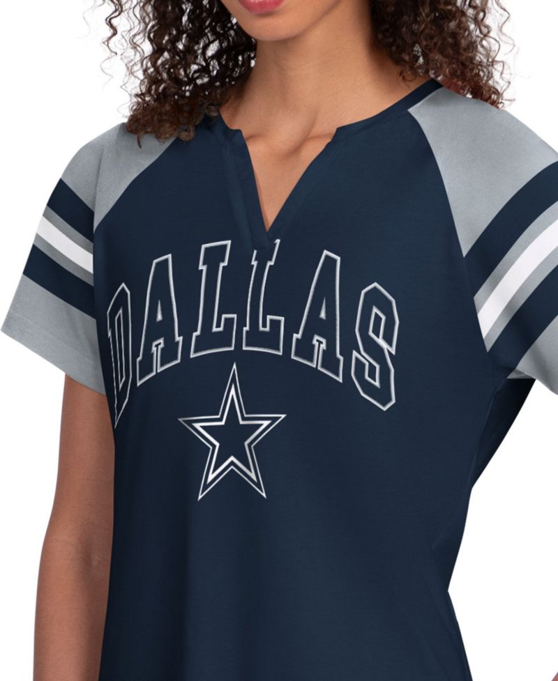 Women's Navy Dallas Cowboys Game On Notch Neck T-Shirt