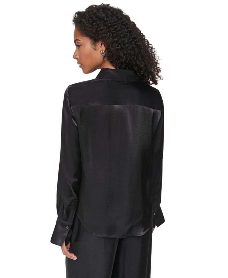 Women's East River Shine Long-Sleeve Satin Fitted Blouse