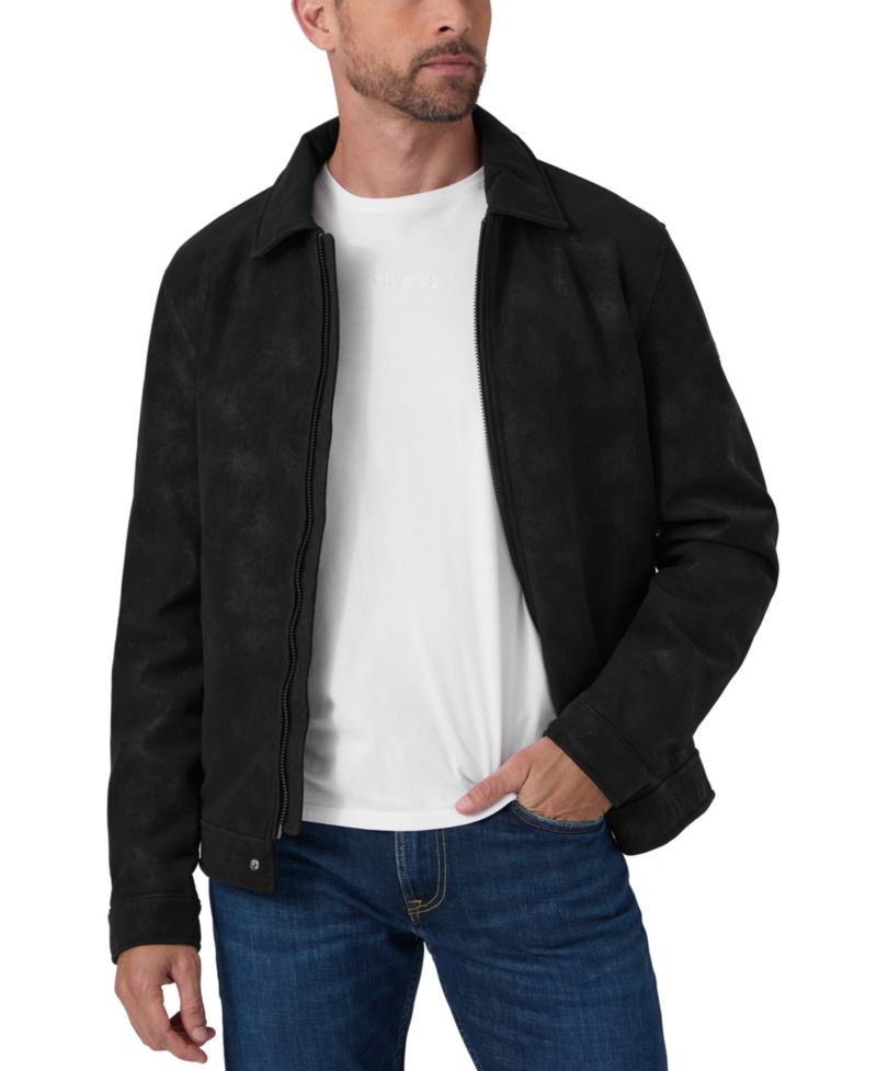 Men's Monogram Faux Leather Zip-Front Jacket