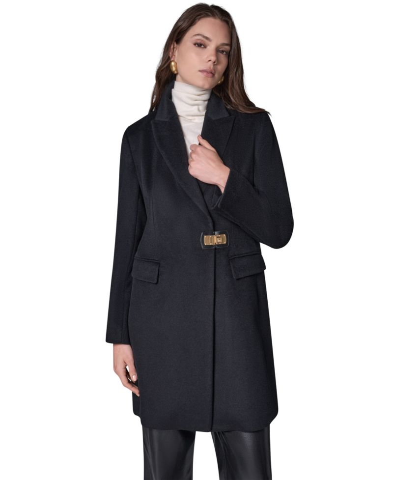 Women's Buttoned Notch Collared Coat