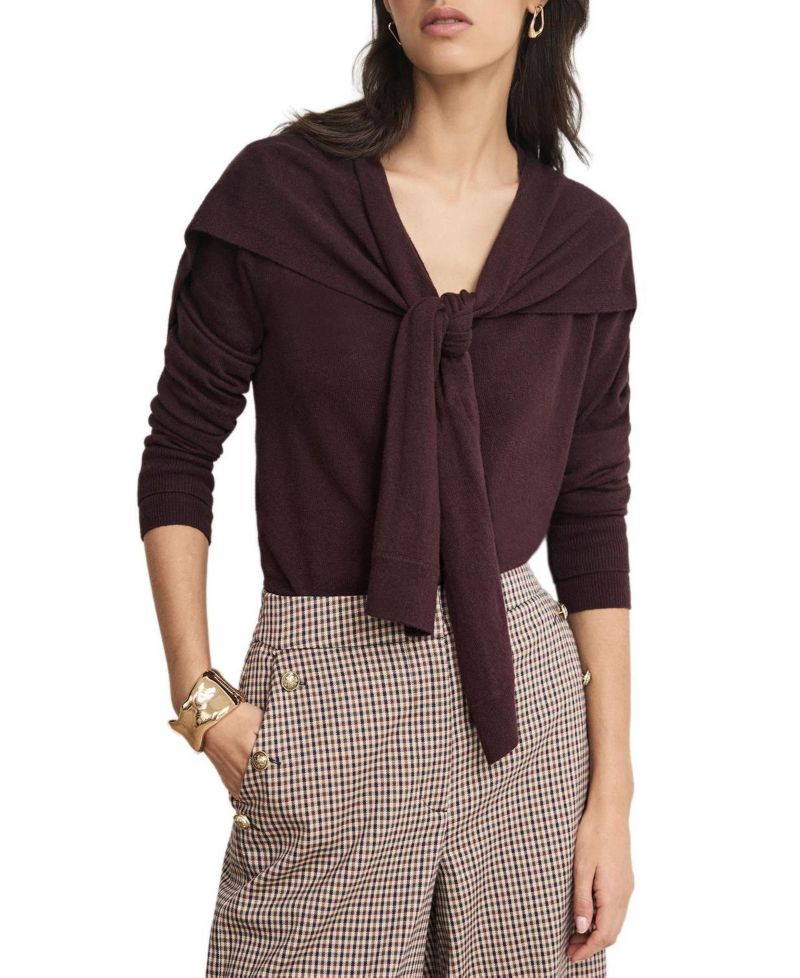 Women's Scarf-Detail Layered-Cuff Cardigan