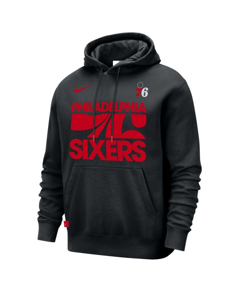 Men's Black Philadelphia 76ers Courtside Club Pullover Hoodie