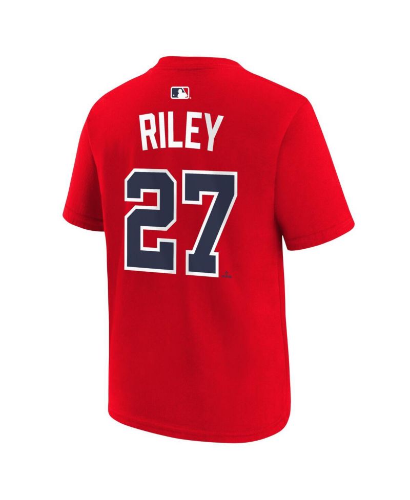 Big Boys and Girls Austin Riley Red Atlanta Braves Name & Number T-Shirt