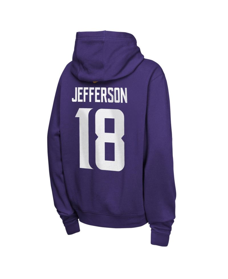 Big Boys and Girls Justin Jefferson Purple Minnesota Vikings Name & Number Club Fleece Hoodie