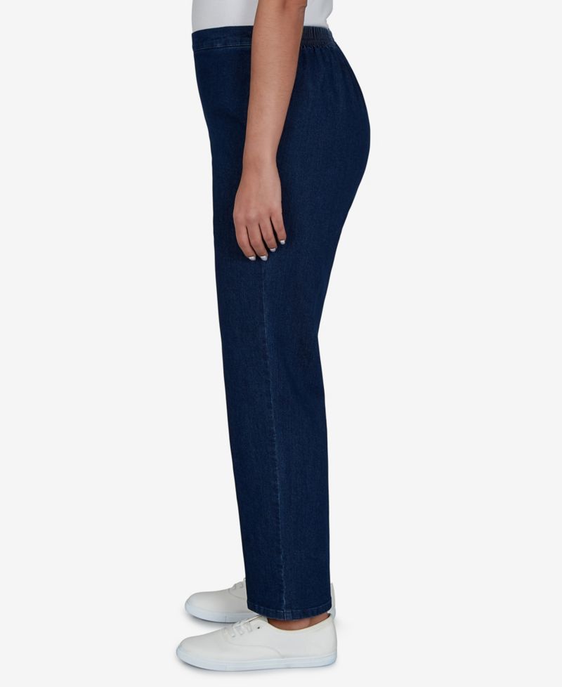 Petite Pull-On Straight Denim Pants