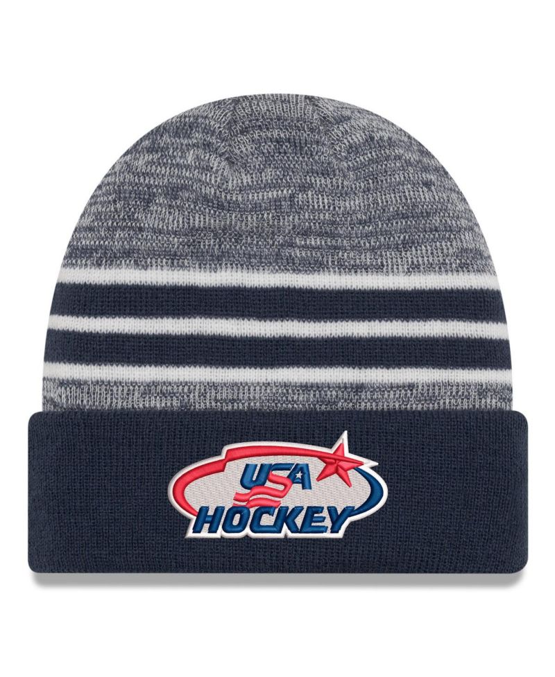 Men's Navy/Heather Navy US Hockey Cuffed Knit Hat