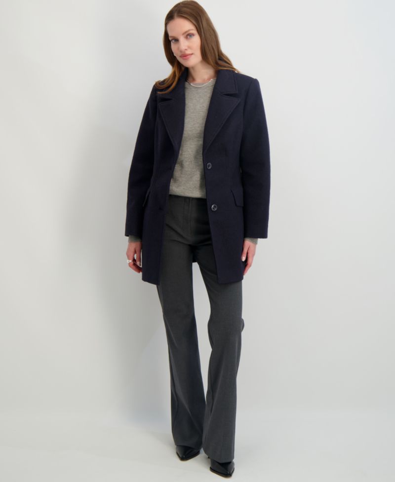 Women's Notched-Collar Single-Breasted Peacoat