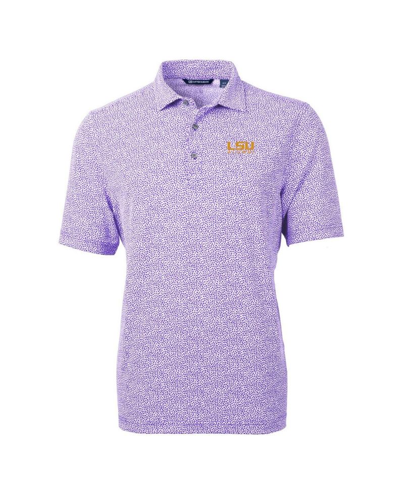 Men's Purple LSU Tigers Alumni Logo DryTec Virtue Eco Pique Botanical Print Polo Shirt