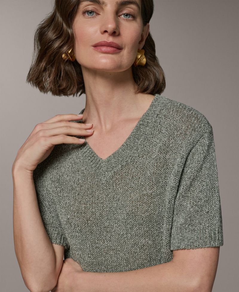 Women's Short-Sleeve V-Neck Sweater