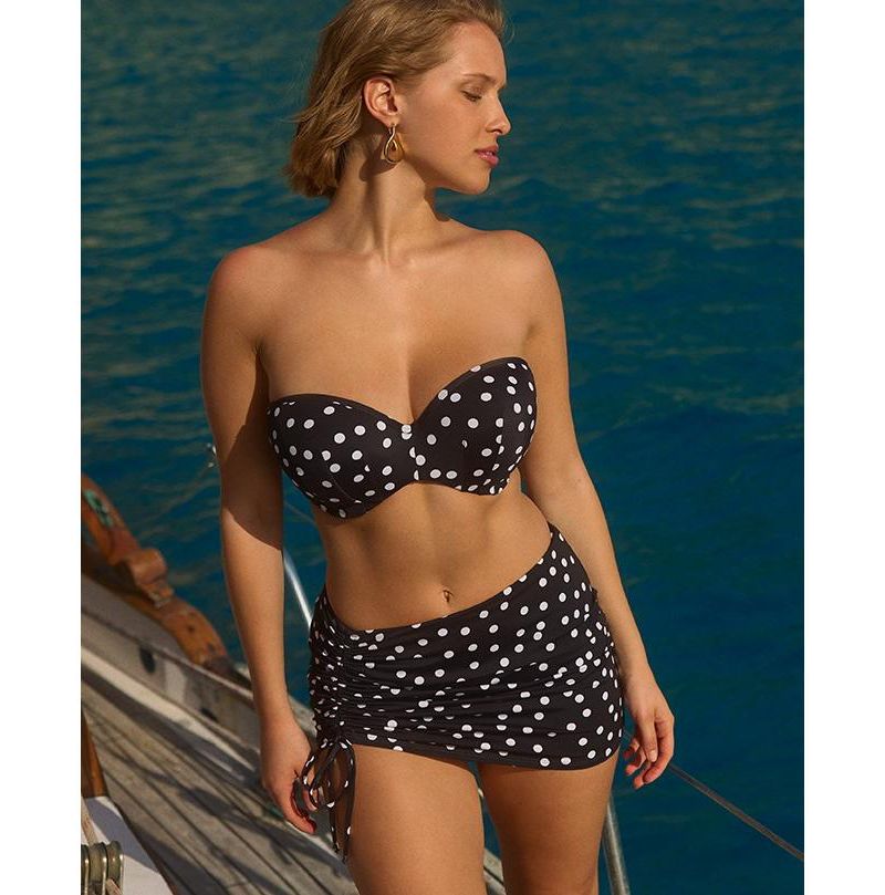 Women's Polka Dot Assymetrical Adjustable Tie Bikini Skirt Bottom