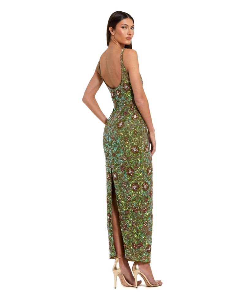 Petite Sleeveless Hand Beaded Floral Midi Dress