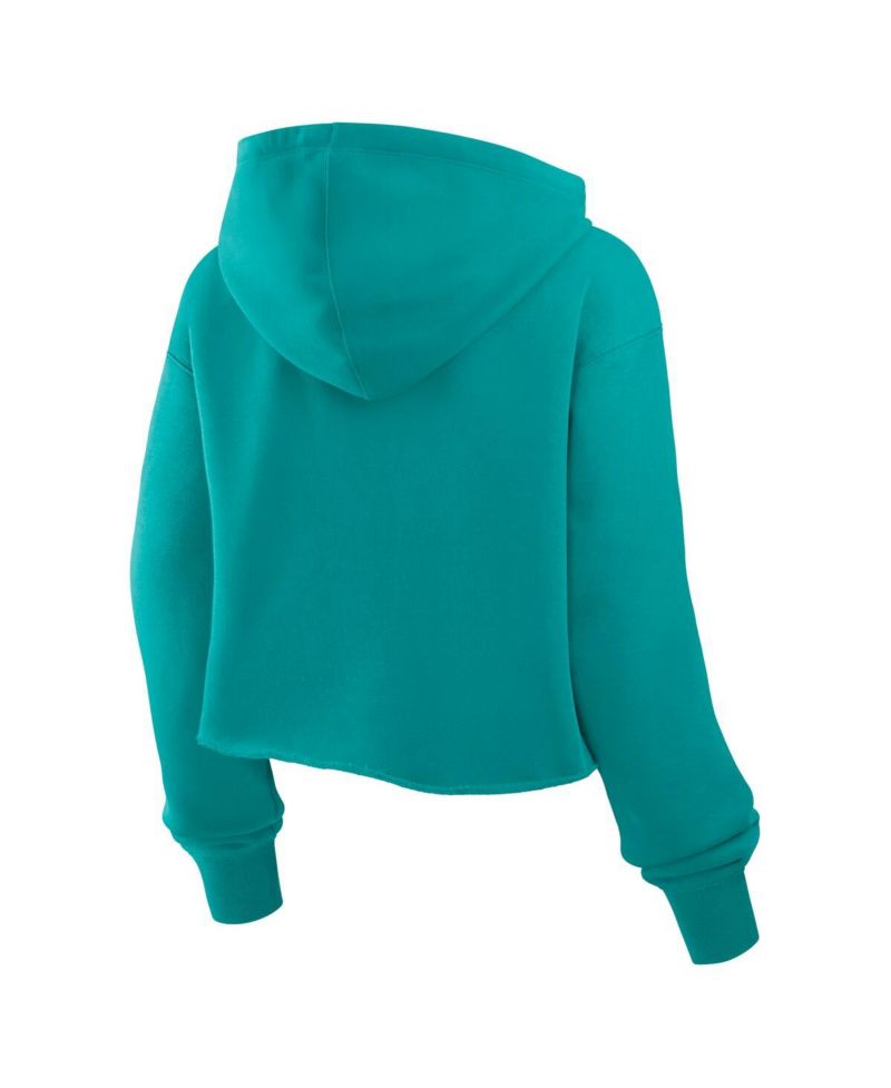Women's Aqua Miami Dolphins Oversized Hometown Heritage Cropped Hoodie