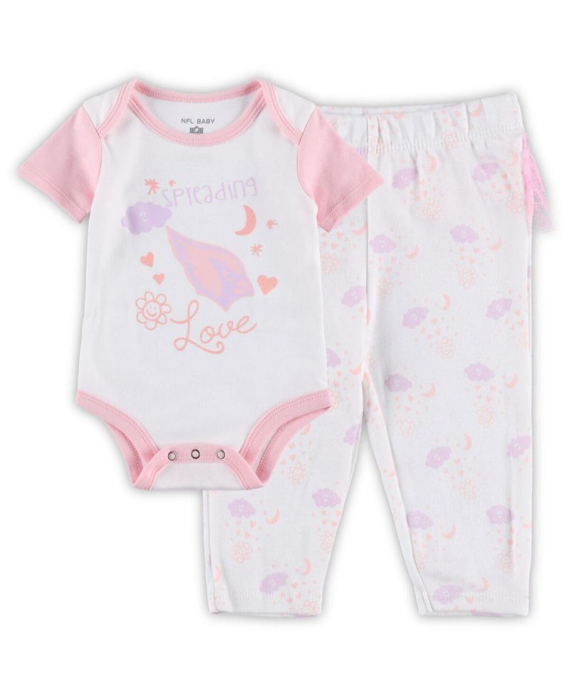 Baby Boys and Girls White Arizona Cardinals Spreading Love Bodysuit and Tutu Leggings Set