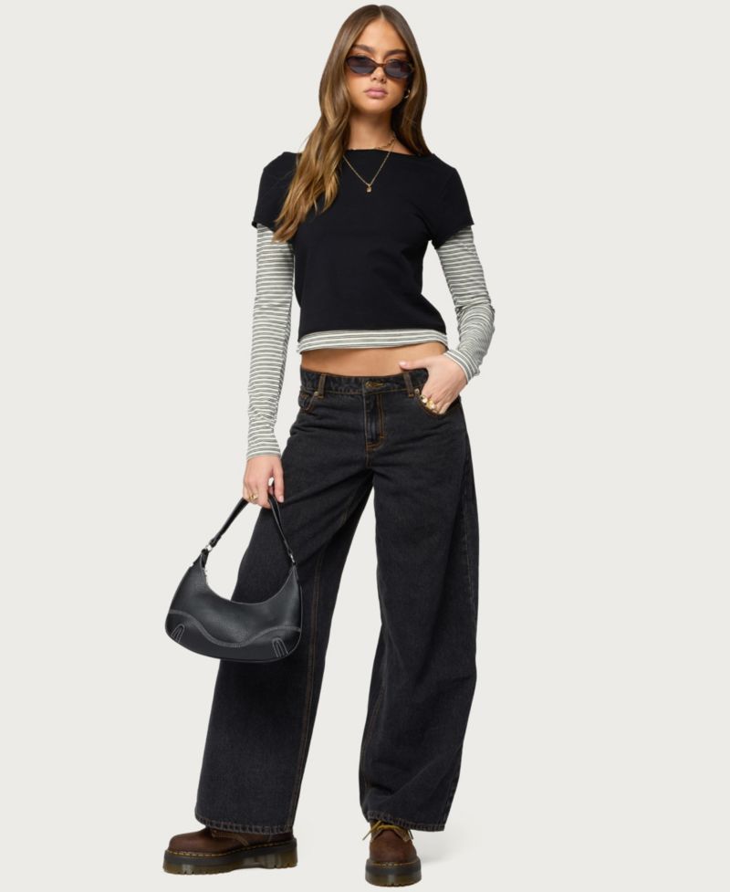 Women's Layered Stripey Long Sleeve T Shirt