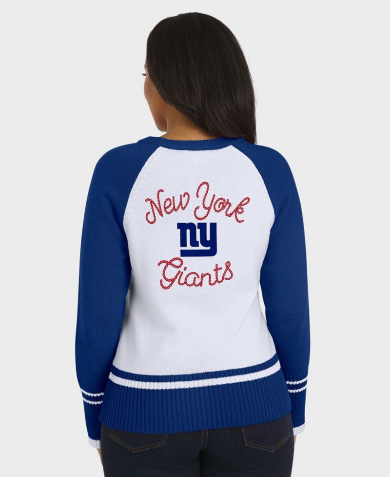 Women's White/Royal New York Giants Color Block Raglan Sweater