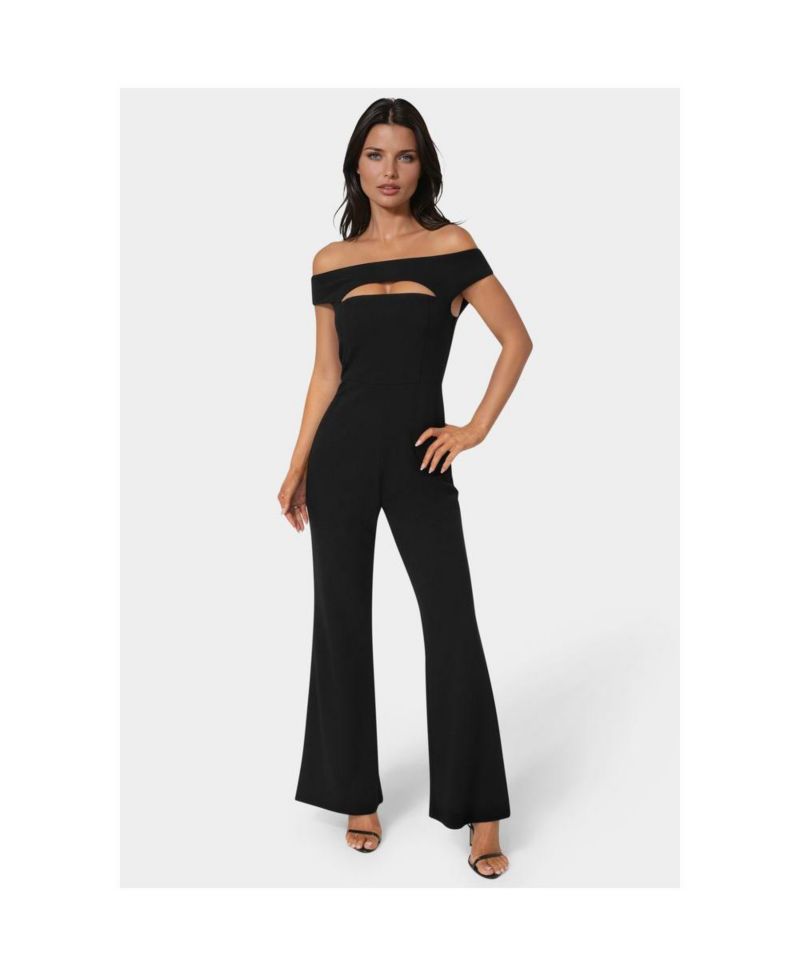 Women's Off the Shoulder Cut Out Wide Leg Jumpsuit