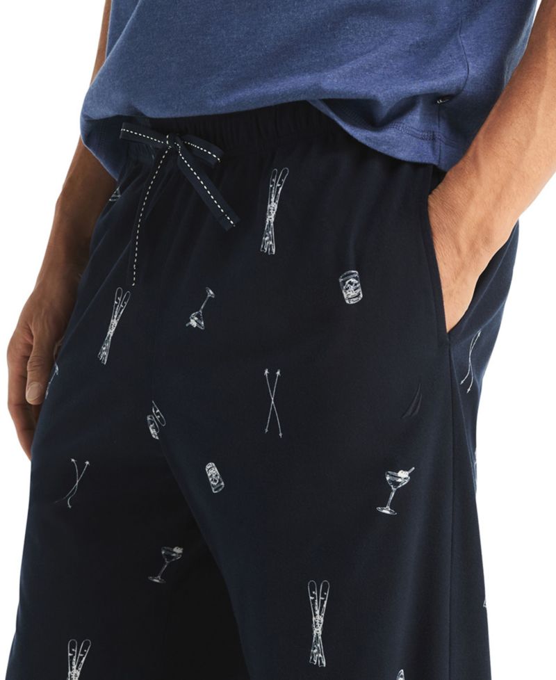Men's Cozy Open Bottom Fleece Printed Relaxed-Fit Pajama Pants