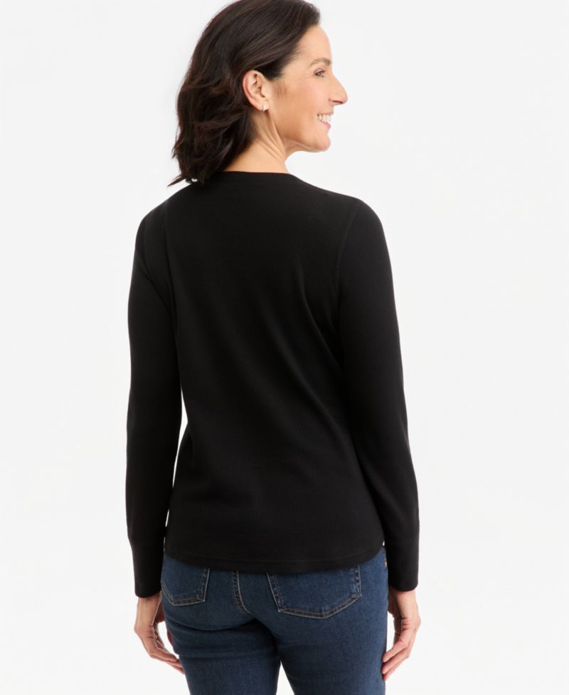 Women's Waffle-Knit Long-Sleeve Henley
