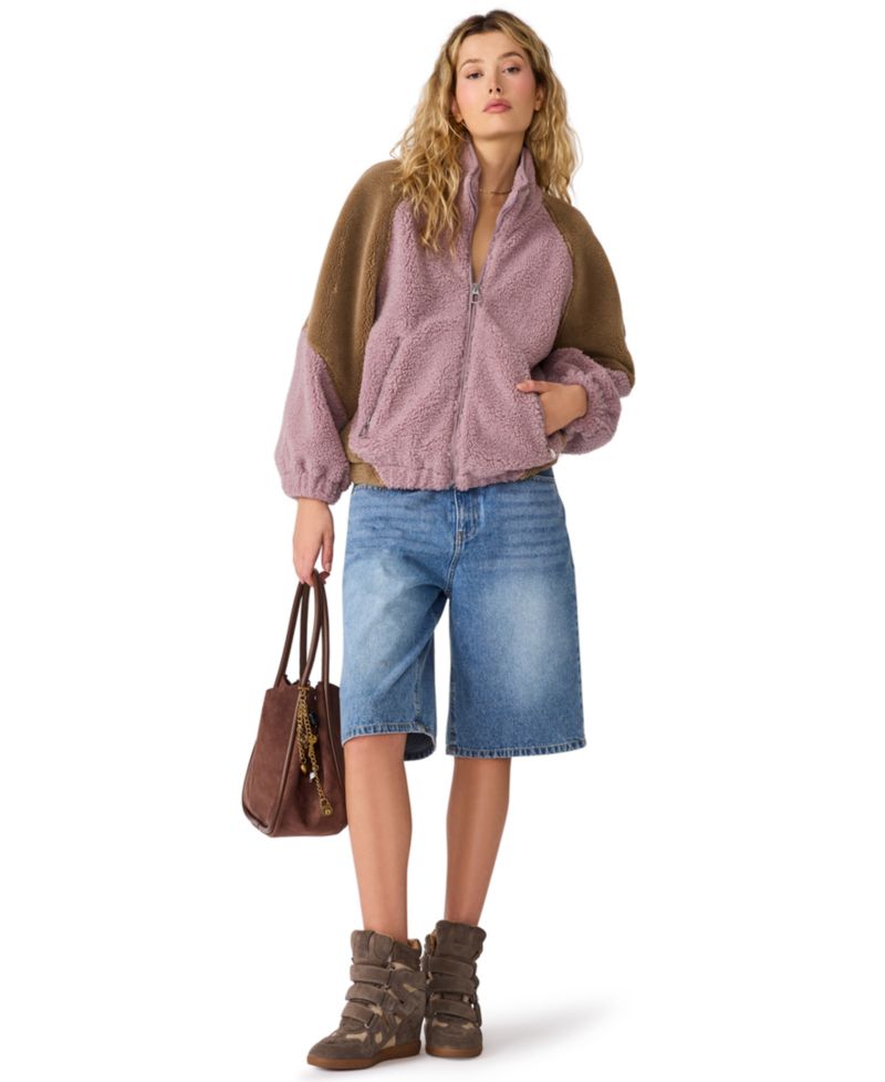 Women's Nina Colorblock Sherpa Stand Collar Jacket