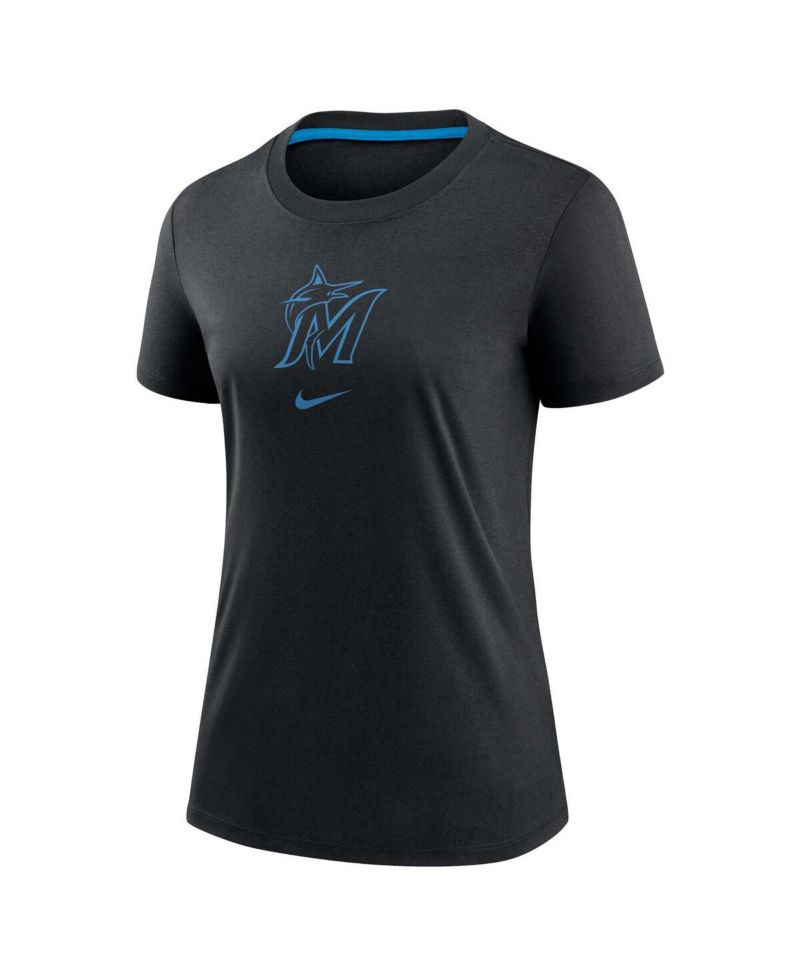 Women's Black Miami Marlins Authentic Collection Early Work Tri-Blend T-Shirt