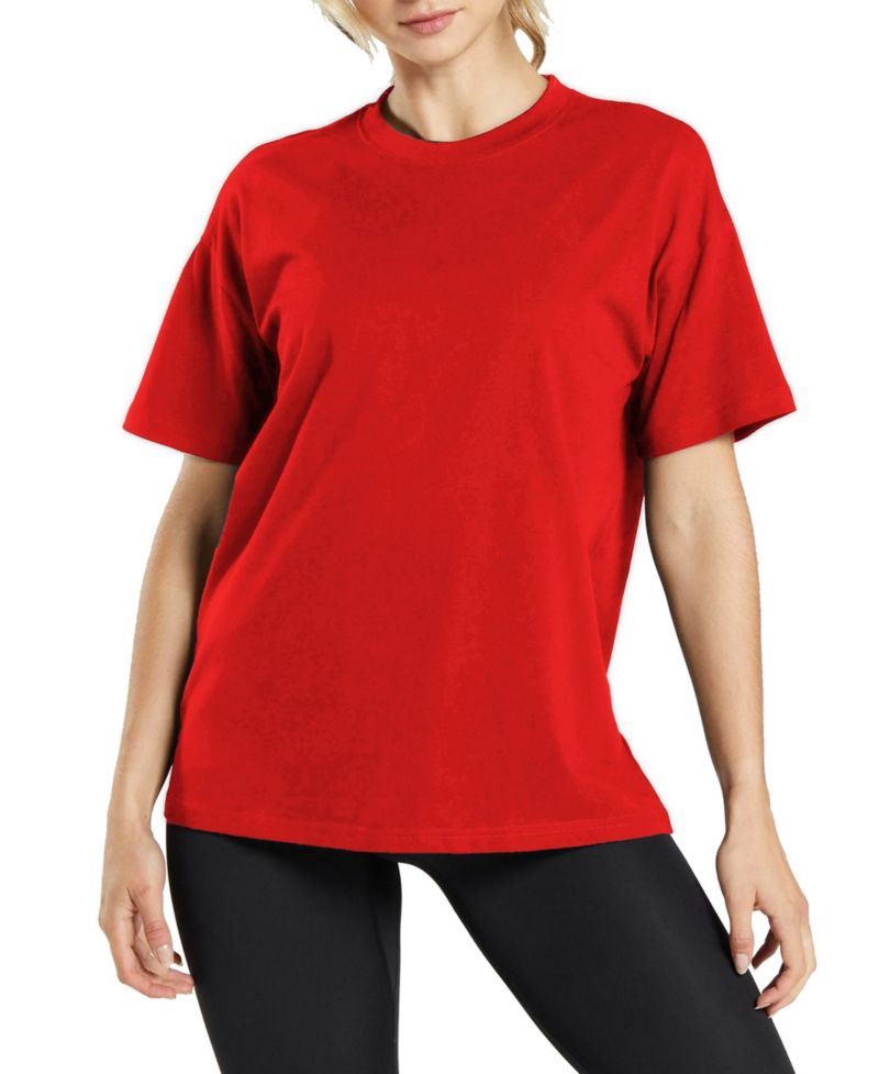 Women's Loose Fit Short Sleeve Crew Neck Solid Tee