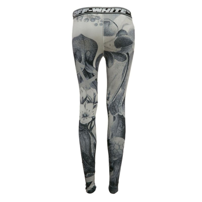 Women's Grey Athleisure Botanical Print Jersey Leggings