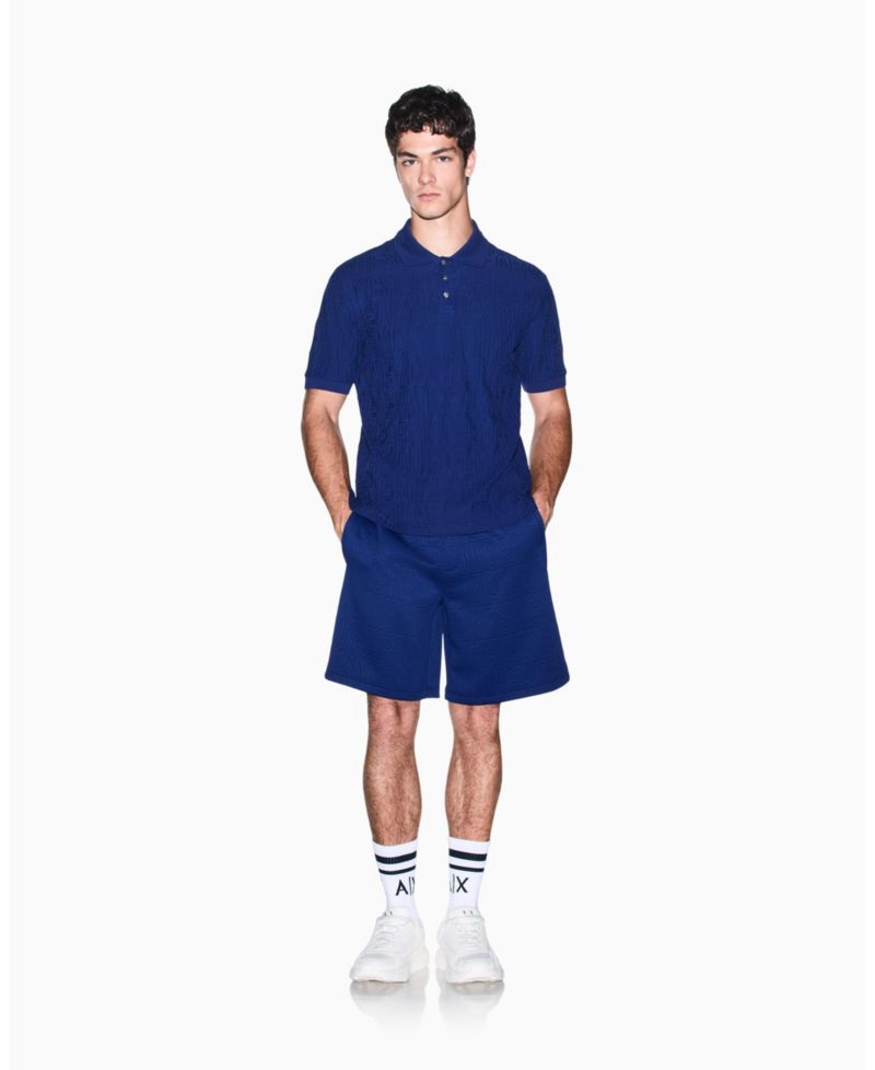 Men's Mercerized Jacquard Cotton All Over Logo Polo Shirt