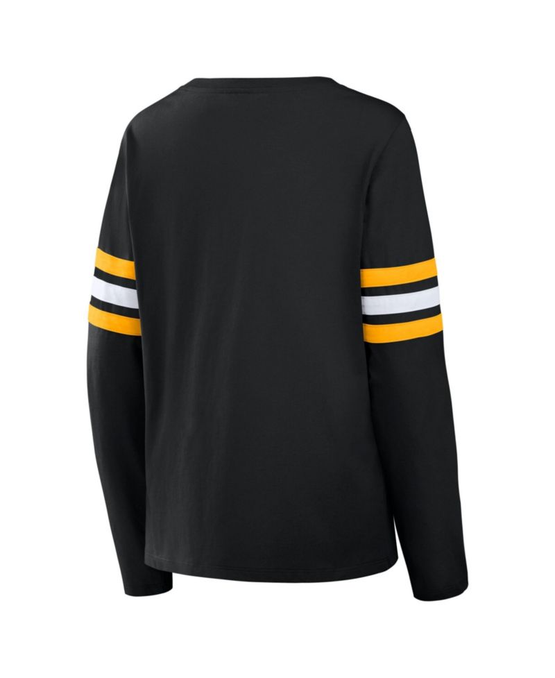 Women's Pittsburgh Steelers Team First Coverage Scheme Lace-Up Long-Sleeve T-Shirt