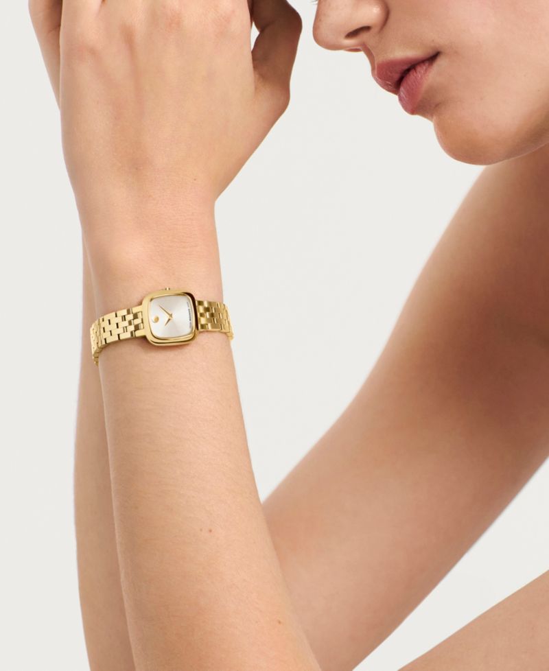 Women's Museum Classic Cushion Swiss Quartz Light Yellow PVD Steel Watch, 22mm