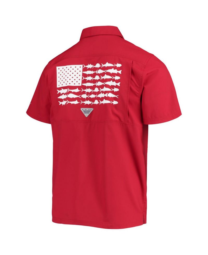 Men's PFG Crimson Oklahoma Sooners Slack Tide Camp Button-Up Shirt